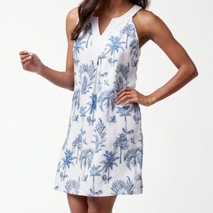 NWOT Tommy Bahama blue and white shift linen dress. Never worn - size XS